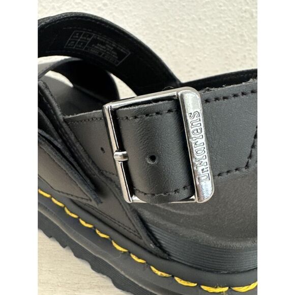 Dr. Martens Women Sz 8 Voss Mono Hydro BLACK Leather Sandals - Picture 10 of 13